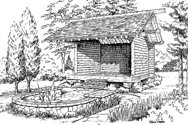 Lean-To With Fire Pit Project Plan Rendering