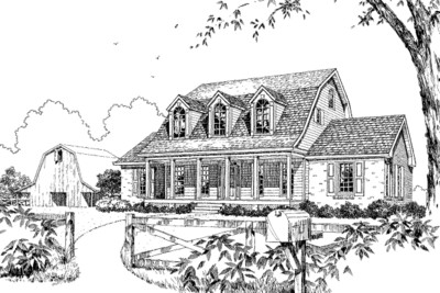 Country Farmhouse Front Rendering