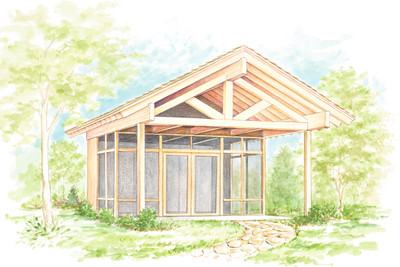 Half-Screened Picnic Shelter Project Plan Color Rendering