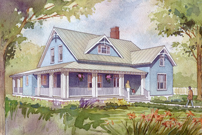 Double Hearth Cottage Front Color Rendering