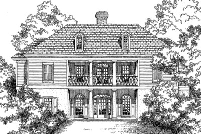 Double-Gallery House Front Rendering