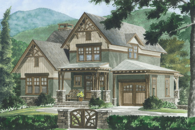 Mountainside Retreat Front Color Rendering