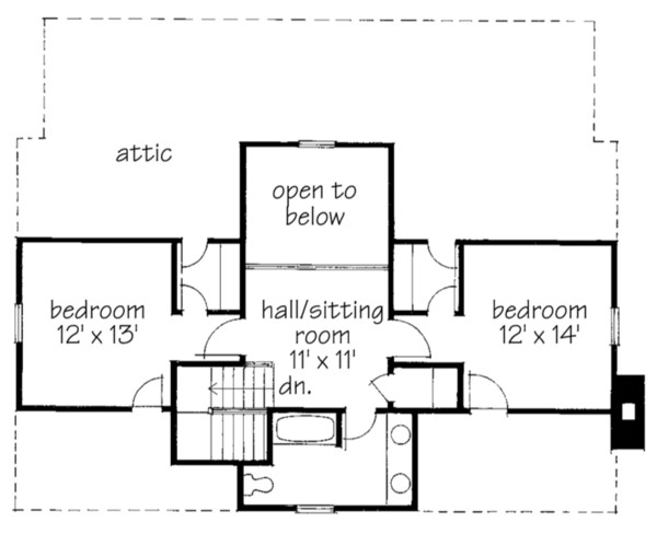 Center-Gable Cottage Upper Floor