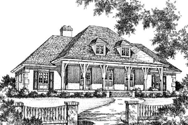 Louisiana Country House Front Rendering