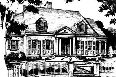 Classic Revival House Front Rendering