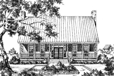 Texas-Style Farmhouse Front Rendering