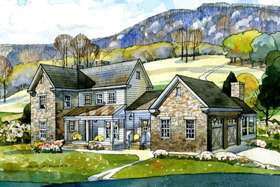 Valley View Farmhouse Color Rendering Front