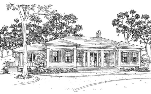 Classic Revival House Front Rendering