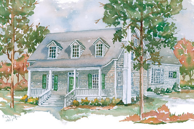 Randolph Cottage, Porch Alternate Color Rendering Front Right