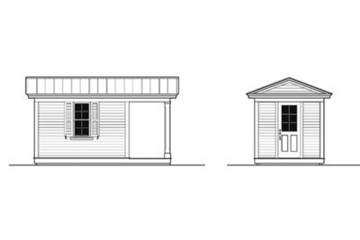 Classic Garden Shed Project Plan Front and Left Elevations