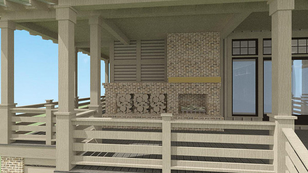 Walnut Cottage 3D Rendering Outdoor Fireplace