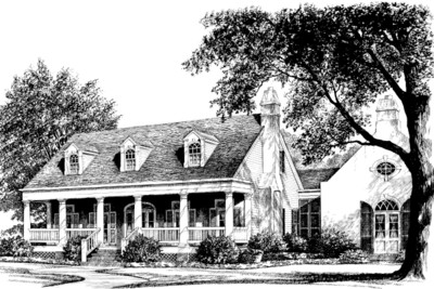 Louisiana Garden Cottage Front Rendering