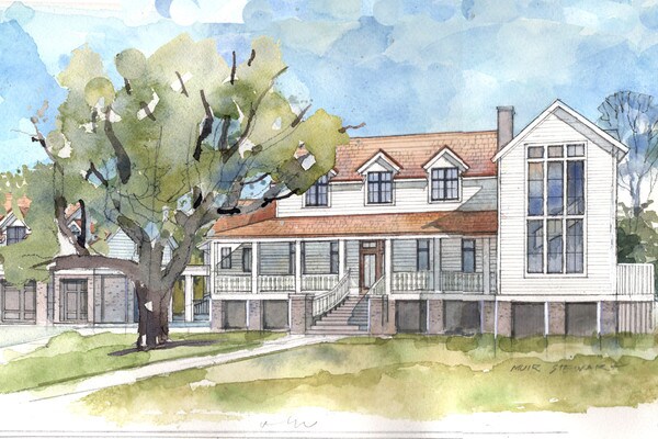 Sea Island Farmhouse Front Color Rendering