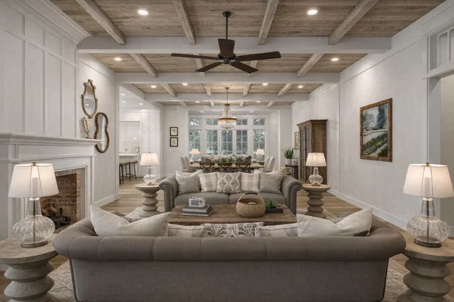 Northport Interior 3D Color Rendering Living Room to Dining Room