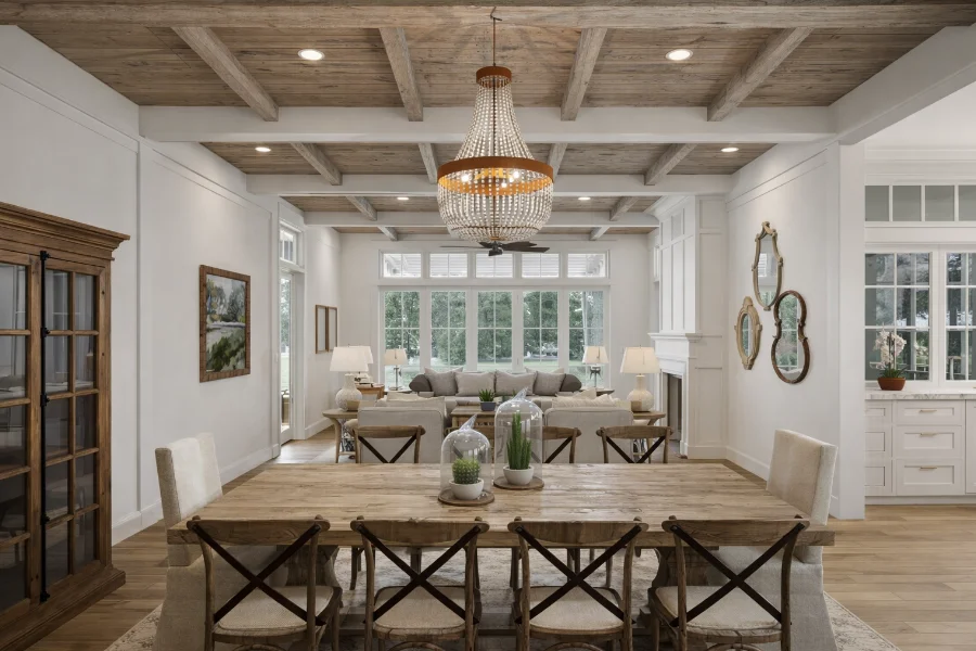 Northport Interior 3D Color Rendering Dining Room to Living Room