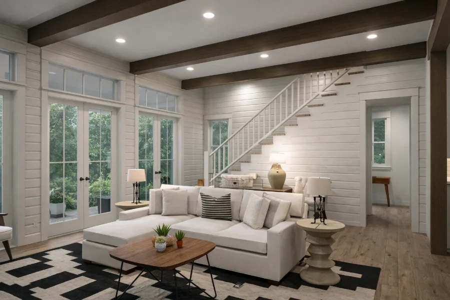 Loblolly Cottage Interior 3D Color Rendering Great Room