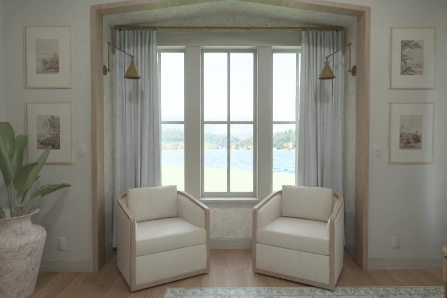 Waveland Interior 3D Color Rendering Primary Bedroom Sitting Area