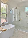 Evergreen Cottage Exterior Color Photo Primary Bath Shower