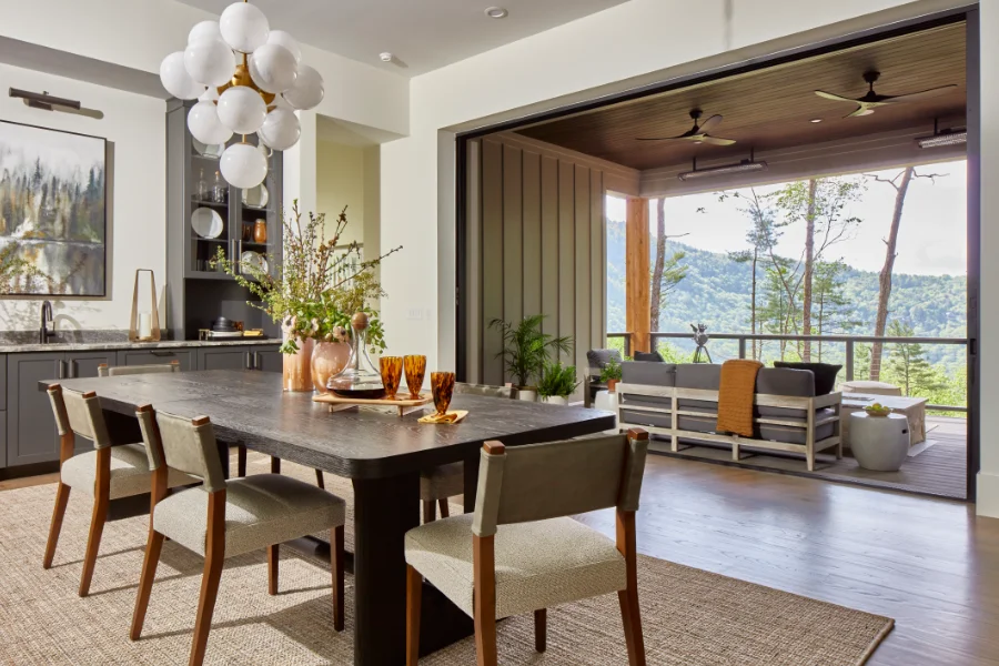 The Saratay Interior Color Photo Dining Room to Rear Covered Porch