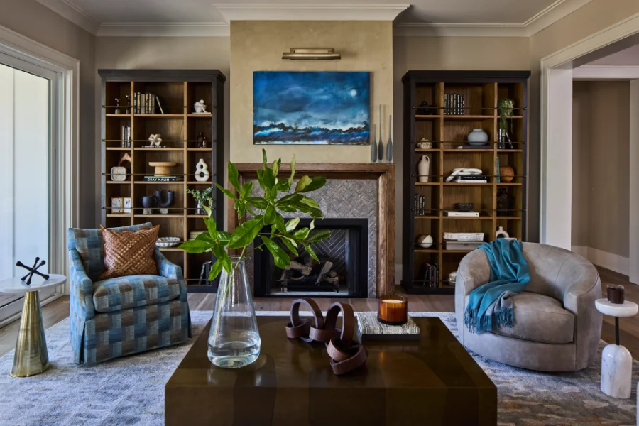 Mason's Farmhouse Interior Color Photo Living Room Fireplace Wall