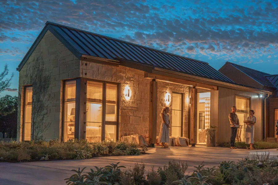 Hill Country Casita Color Photo Exterior Front at Night