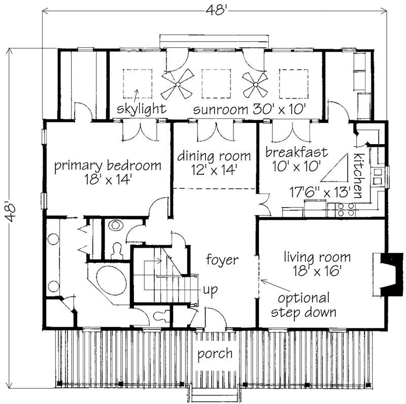 Center-Gable Cottage Main Floor