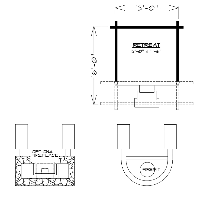 Lean-To with Fire Pit Footprint