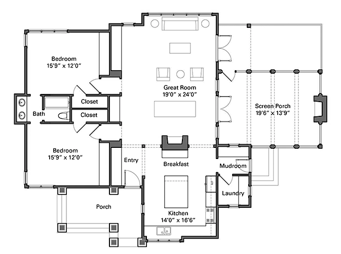 Rustic Lake Cabin Main Floor