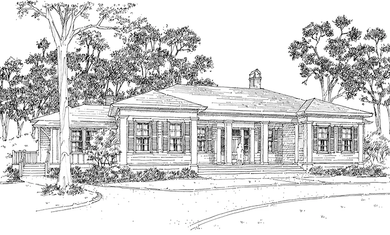 Classic Revival House Front Rendering