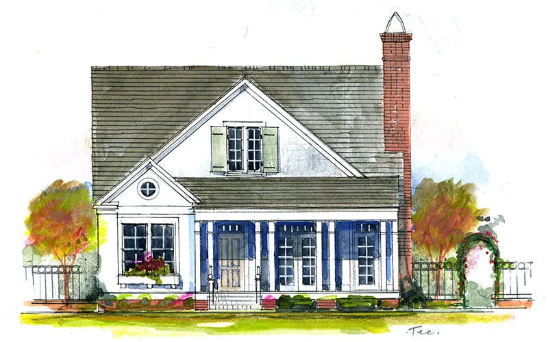 Cherry Hill Color Rendering Front, Green Shutters