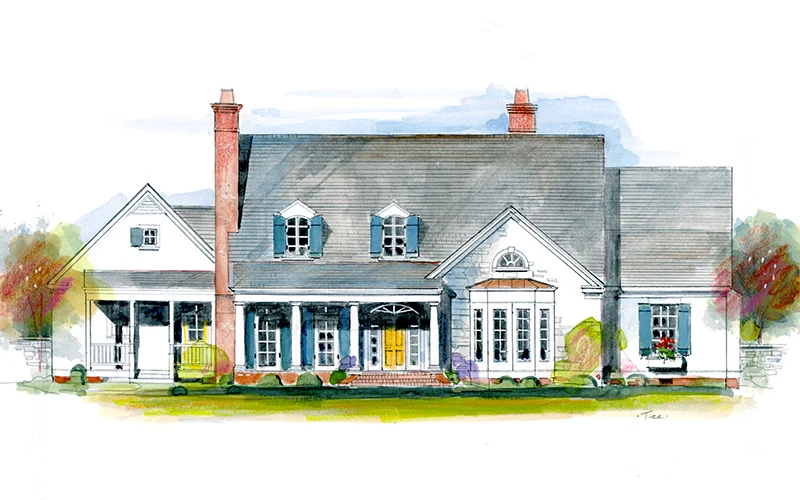 White Hall Color Rendering Front, Blue Shutters