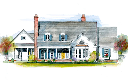 White Hall Color Rendering Front, Blue Shutters