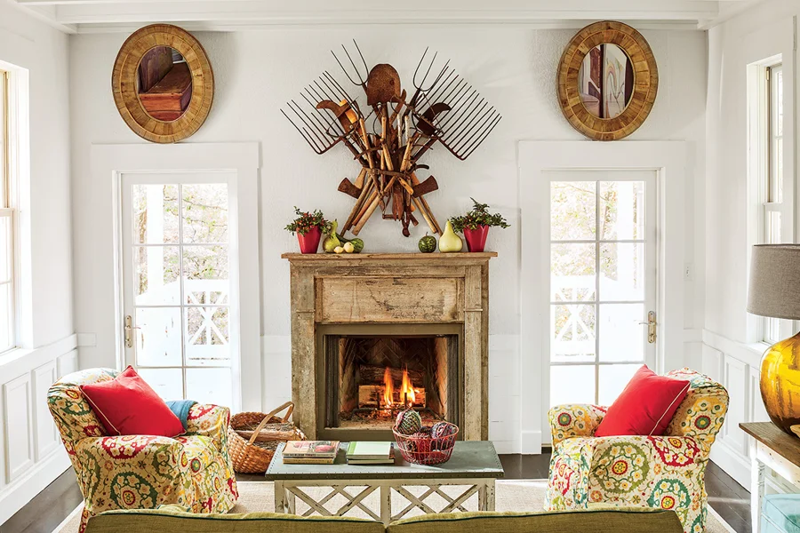 Garden Home Cottage Photo Living Room Fireplace