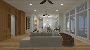 Walnut Cottage 3D Rendering Living Room to Entry