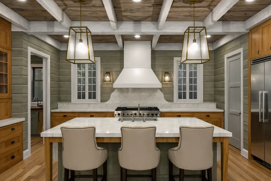 Walnut Cottage Interior 3D Color Rendering Kitchen