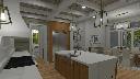 Walnut Cottage 3D Rendering Kitchen toward Laundry Room
