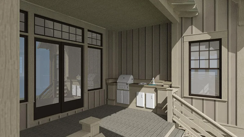 Walnut Cottage 3D Rendering Outdoor Kitchen