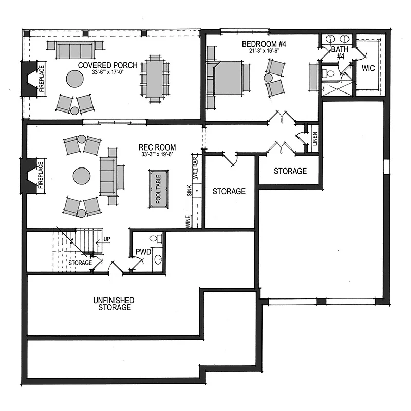 Summertime Farmhouse B + Bonus Room Lower Floor