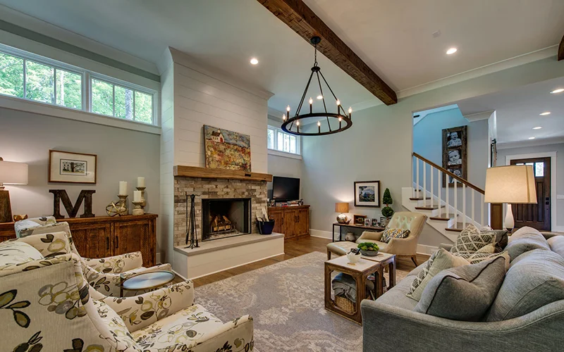 Summertime Bungalow Photo Family Room Fireplace