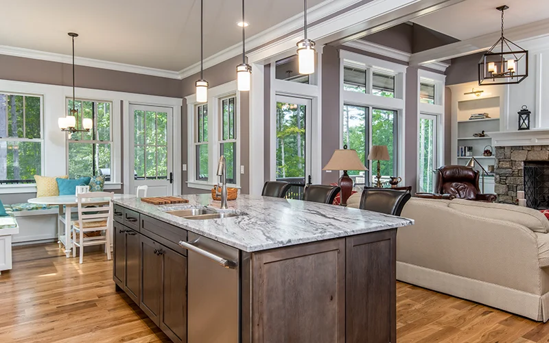 French Broad Retreat Kitchen to Living Room