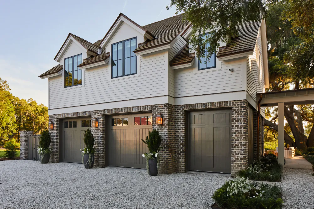 Sea Island Farmhouse Plan Garage Front Photo